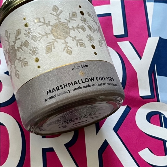 New MARSHMALLOW FIRESIDE Single Wick 7oz luminary Candle Bath & Body Works White - Picture 2 of 5